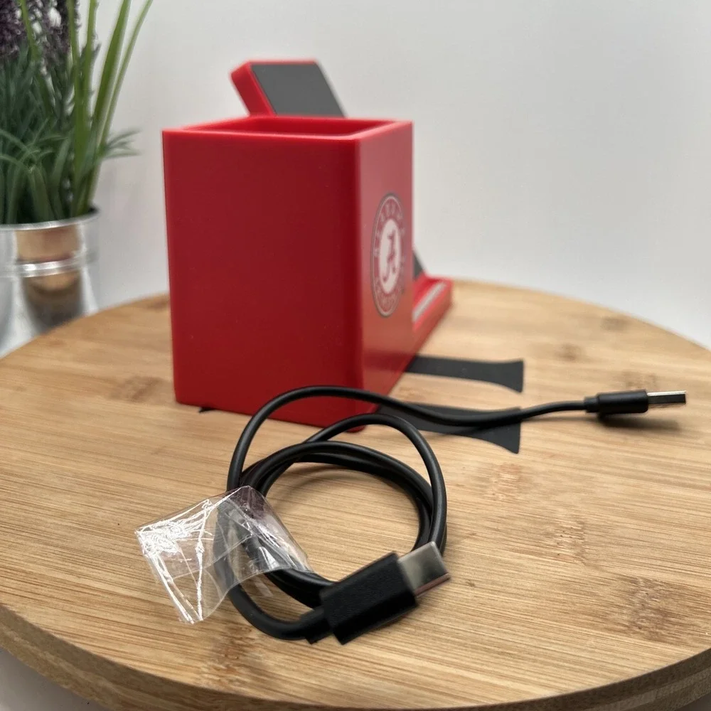 NCAA Wireless Phone Charging Stand & Desktop Organizer, Alabama Crimson Tide Red